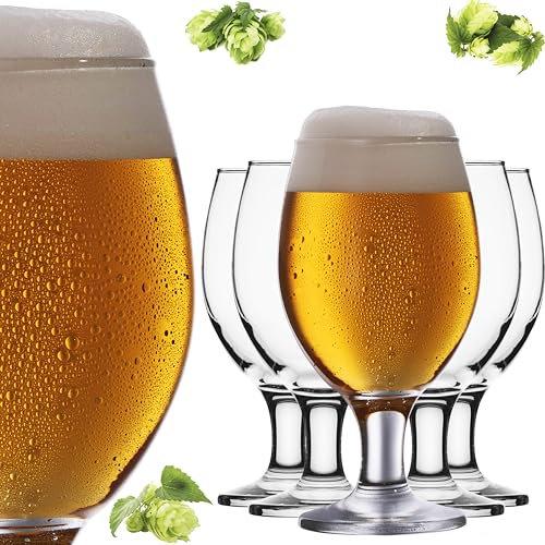 PLATINUX Juego de 6 vasos de cerveza de cristal, 300 ml (máx. 400 ml)