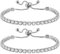 JewelryWe 2 Stück Armband Damen mit Zirkonia Steinchen, Tennisarmband Armkette Armreif Armschmuck Geschenk für Mutter, Freundin Verstellbar Silber