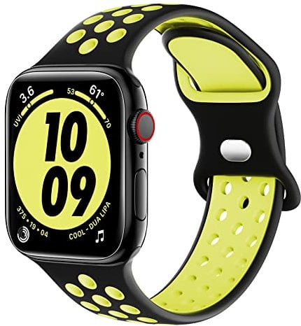 Higgs Sport Strap Compatible with Apple Watch Strap 44mm 45mm 46mm 42mm 49mm 40mm 38mm 41mm, Breathable Silicone Double Hole Band for iWatch Strap Series 10 9 8 7 6 5 4 3 2 1/SE/Ultra