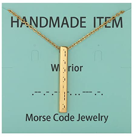 Decentraland Gold Krieger Edelstahl Morse Code graviert personalisierte Bar Halskette Geschenk für Frauen Memorial zierliche Liebe Tuner Freundschaft Long Distance Touch Weihnachtsschmuck