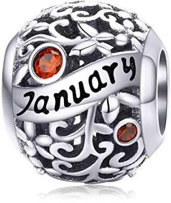 Lorrifal Januar January 925 Sterling Silber Original Geburtsstein Charms passend für Pandora Armbänder Geburtstag Geschenk für Frauen Mädchen Mutter Tochter