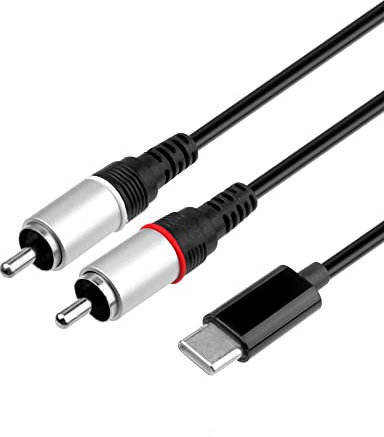 euroharry 1m USB tipo C a Dual RCA Cinch macho Audio estéreo Y Splitter Cable adaptador Compatible teléfono de mano