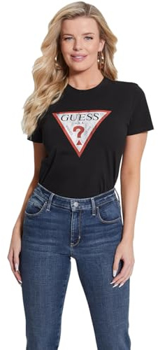 Guess Women's Essential Short Sleeve Classic Fit Logo Tee, Jet Black, S