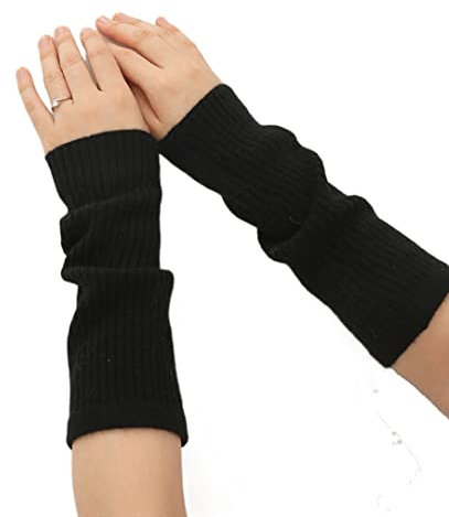 Prettystern manicotti Polsini scaldamuscoli da donna manicotti braccia cashmere scaldapolsi maglia a coste nero