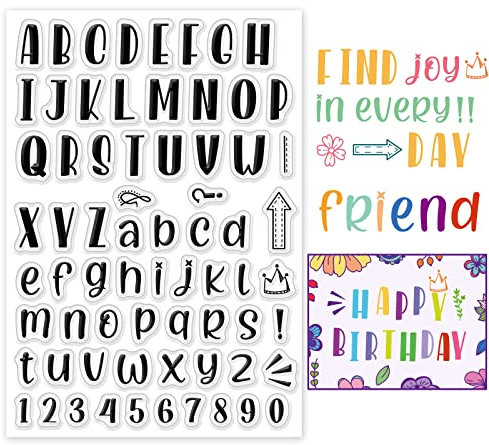PandaHall Alphabete Buchstaben Zahlen Clear Stamps Transparente Silikonstempel Dekorationsstempel Für DIY Scrapbooking Fotoalbum Dekorativ Karten Machen Handkonto Das Dekoration Herstellt