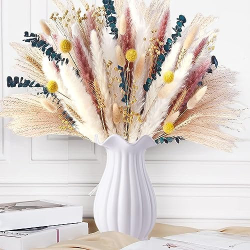 Pampa Séchées Naturelles Décoration, 85 Pièce Bouquet Fleurs Séchées Pampa Fleurs de Décoration Boho Decoration pour Maison, Mariage, Chambre,Vacances, fête