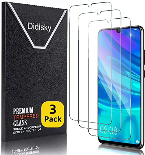 Didisky 3-Unidades Cristal Templado Protector de Pantalla para Huawei P Smart 2019, Honor 8a, Honor 10 Lite,Antihuellas, Sin Burbujas, Fácil de Limpiar, 9H Dureza, Fácil de Instalar, Transparente