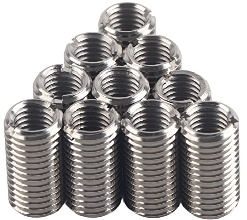 10 Pezzi Dado Riduttore Inserto Filettato, Filettatura Femmina M12 X 1,75 E Filettatura Maschio M16 X 2 30mm Kit di Conversione Dado Inserto di Riparazione in Acciaio Inossidabile