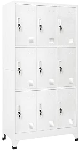 Keketa Schließfachschrank mit 9 Fächern Metallschrank Spind Umkleideschrank Lagerschrank Metallspind Kleiderschrank Mehrzweckschrank für Büro Wohnzimmer Stahl 90x45x180 cm Grau