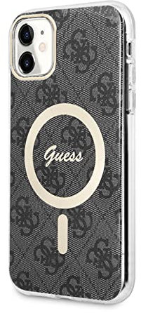 Guess 4G Magsafe GUHCN61G4GLGR - Carcasa para iPhone 11 (6,1), Color Negro