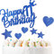 Yiran 7Stück Happy 11th Birthday Cake Topper Kuchendeko Dekoration. Doppelseitig Geburtstag Jungen und Mädchen Blau Tortendeko 11 Geburtstag Mit Herz Stern Glitter Cake Topper für 11 Geburtstag