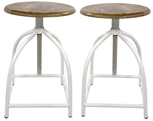 casamia Drehhocker höhenverstellbar Liverpool Holz Metall Industrial Farbe weiß 2 Hocker
