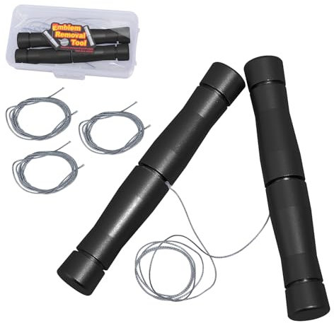 Ehdis Auto Embleme Entferner Logo Remover mit 3 Ersatz-PE-Leitungen und 2 Aluminiumgriffe kein Kratzer für Embleme Remove Auto-Logo entfernen (Schwarz)