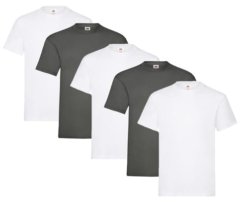 Fruit of the Loom Men's T-Shirt, Heavy Cotton, M, L, XL, XXL, 3XL, Various Colour Sets, Pack of 5, XXL