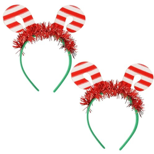 Beaupretty 2 Stück Weihnachts-Kopfschmuck Zuckerstangen-Kopfschmuck Weihnachts-Haarreifen Für Frauen Und Mädchen