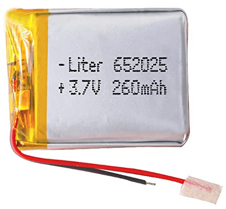 Batería 652025 LiPo 3.7V 260mAh 0.962Wh 1S 5C Liter Energy Battery para Electrónica Recargable teléfono portátil vídeo smartwatch Reloj GPS - No Apta para Radio Control 26x20x7mm (260mAh|652025)