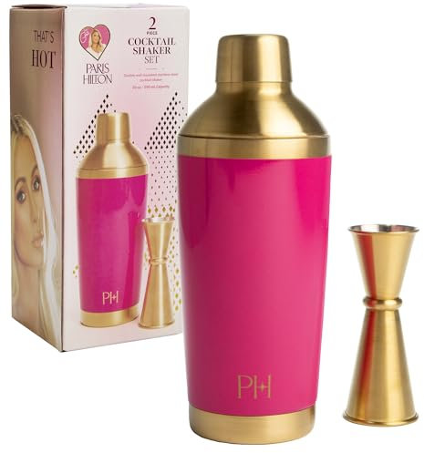 Paris Hilton Martini Shaker and Jigger, 2-teiliges Set, Rosa