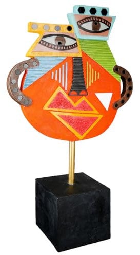 Casablanca Deko große Figur Skulptur XL - Gesicht Dekofigur aus Kunstharz Metall Mehrfarbig - Dekoration Geschenk Geburtstagsgeschenk Höhe 47 cm