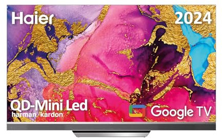 Haier H65M95EUX - TV 65 Pollici, Smart TV 4K, DVB-T2, Classe energetica F, colore Nero