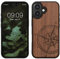 kwmobile Hülle kompatibel mit Apple iPhone 16 Hülle - Holz Case - Handy Cover - TPU Handyhülle in Dunkelbraun Kompass Vintage