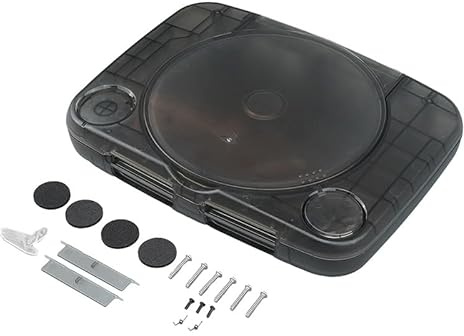 LUCKGRASP Ersatz-Schutzhülle für PS1 für SCPH alle Versionen, Retro-Spielekonsolen-Set für PS One, durchscheinend, Schwarz
