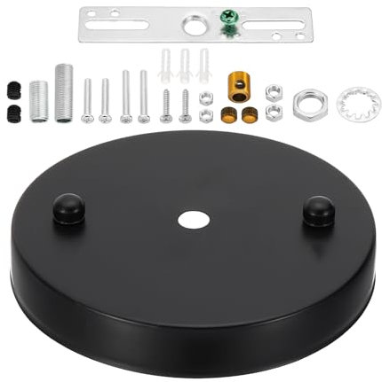 PATIKIL 4.7in Light Canopy Kit, 1 Set Pendant Light Mounting Kit Chandelier Mounting Kit Hanging Bracket Replacement Ceiling Light Cover Plate Hardware 2 Holes for Light Fixture, Black