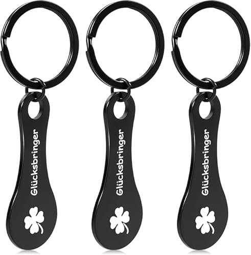 VIDSTW 3 Piezas Carro de la Compra Llavero, Carro Compra Llaveros Retirable Carrito Compra Chip Llaveros Carro de Compra Liberador Llavero Llavero para Carrito de Compras (Negro)