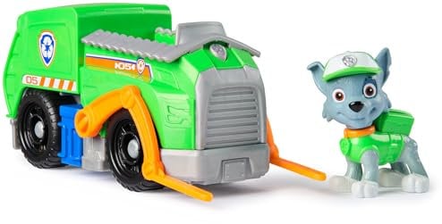 PAW PATROL, Recycling-Truck mit Rocky Spielfigur (Basis Fahrzeug, 2025), Spielzeug für Kinder ab 3 Jahren