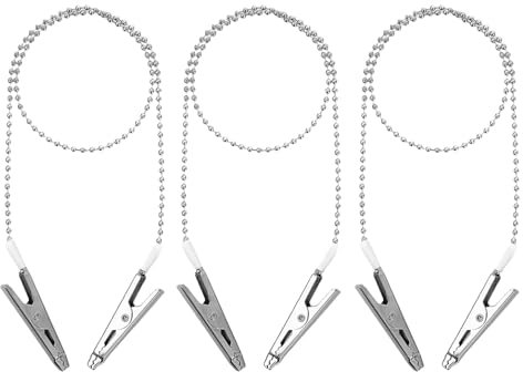 Styquenzer 3 Stück Serviettenhalter Lätzchen Clips für Zahnarzt Handtuch Schürze Lätzchen Korn-Kette Serviette Clips Hals-Ketten mit Metall-Clips Silber Flexible Serviettenhalter für Erwachsene