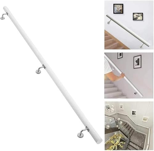 Pasamanos de madera para escaleras, kit completo de 2 metros para montaje en pared interior para seguridad, 200 cm