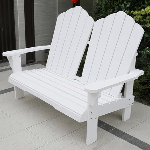 LYUCAYHQ Gartenbänke für Draußen, Gartenbank Wetterfest für Zwei Personen, Perfekt für Strand, Pool und Feuerstelle, 250 Kg Belastbar(White)