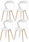 GrandCA HOME Juego de 4 sillas de Comedor, sillas de Cocina con Respaldo Hueco, Grano de Madera, Patas de Hierro y Metal (Blanco, 4)