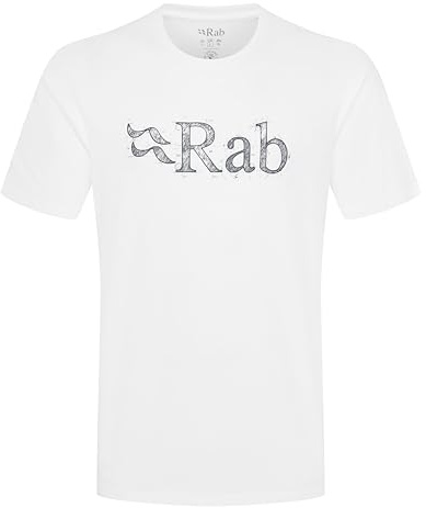 Rab Men's Stance Tech Sketch Tee - Short Sleeve Graphic T-Shirt for Hiking, Trekking, & Everyday Use - White - Medium