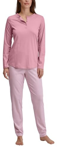 CALIDA Striped Dreams Pyjama Damen | langer Schlafanzug aus 100% Baumwolle, wärmende Qualität