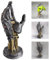 Game Controller Holder, Mechanical Hand Desktop Gamepad Controller and Universal Headphone Hanging Holder, Game Accessories for Gadget Room Decor (Khaki, 25X11X12cm)