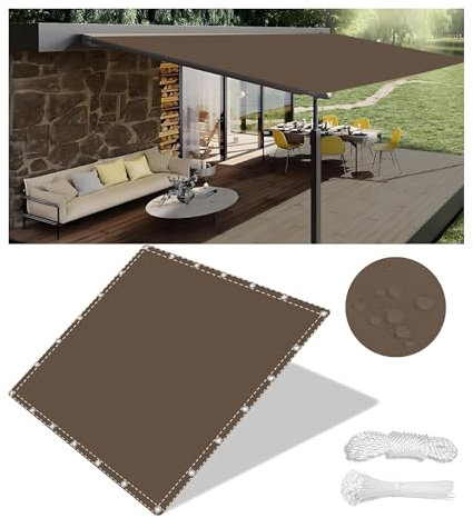 Tenda da Sole per Esterno Tenda a Vela Rettangolare Telo Parasole Tenda da Sole Esterno in Oxford Vela Ombreggiante Tenda a Vela Impermeabile per Giardino Balcone Piscina 2.2x4M Marrone