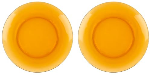 AC - Pack de 2 Platos de Postre - Modelo LYS Ámbar - Ø 19 cm - Vidrio - Apto para lavavajillas y microondas - Ideal para el hogar, Cocina y hostelería