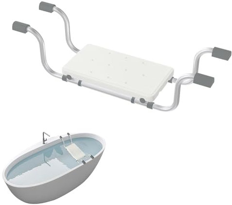 UISEBRT Badewannensitz Senioren Ausziehbare 72-82cm rutschfest Badewannenbretter, 150 KG Tragkraft Generisch Wannensitz für Schwangere, ältere Menschen, Aluminium