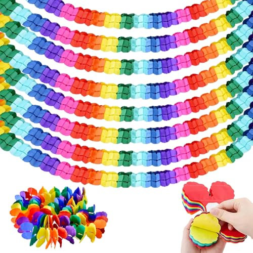 8 Stück Faschingsdeko Papier, Hängenden Party Deko Bunt, Girlanden für Abschlussfeier Geburtstag Hochzeit Karneval Fasching Party Dekoration
