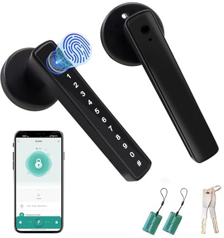 Smart Fingerprint Door Handle,keyless Door Lock with Biometric Entry, Mobile App Control, Black