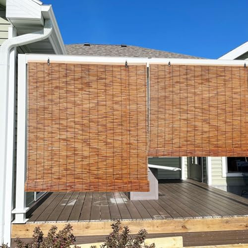 AJTXCSFOQL Natur Bambusrollo Jalousien Bambus 280 120 240 160 180 260 200 220 Länge Outdoor Wetterfest Sonnenschutz Sichtschutz Rollo Seitenzugrollo Handgewebt für Fenster Türen(120 x 220 cm)