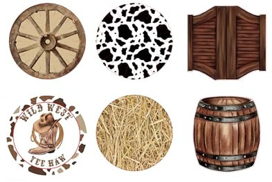 APUXXJUPA Lot de 60 assiettes de fête Western Cowboy - 23 x 23 cm - Thème Wild West - Assiettes imprimées pour cowboy Baby Shower - Décorations de fête occidentale