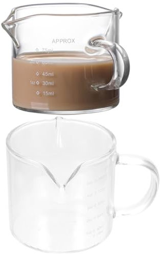 LIGIGWASH 2 piezas Taza de Medición de Vidrio Doble Boca para Café y Leche de Jarra Medidora para Cafeterías y Cocinas Comerciales