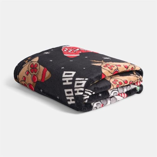 OHS Christmas Blanket Gaming Throw Blanket, Soft Warm Winter Kids Fleece Blanket for Bed Couch Armchair Fluffy Christmas Throws for Sofa for Boys Girls, Black - 120 x 150cm