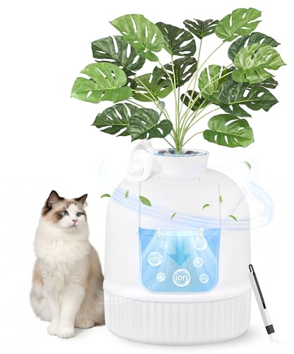 Feandrea Katzenklo Blumentopf, geschlossen, mit künstlicher Pflanze | Versteckte Katzentoilette, Tür, Kohlefilter, Geruchskontrolle, Kieselsteinen, Schaufel, Bürste, BOXAL Kollektion PPT006W101