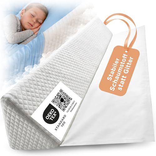 LUNOVA® Rausfallschutz Bett Kinder & Baby - Boxspringbett & Elternbett | Formstabiler Schaumstoff statt aufblasbar · ohne Montage · weiche Bettgitter-Alternative · Fallschutz fürs Kinderbett, 150 cm