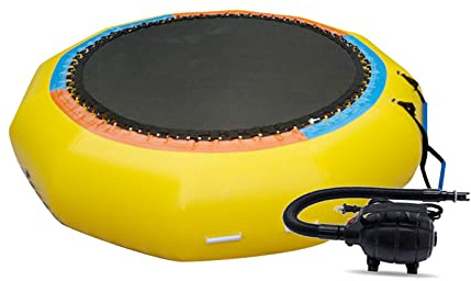 Inflatable Water Trampoline - Outdoor Splash Bouncer with Electric Inflator, Rope Ladder, Mooring Ropes & Anchor for Pools and Lakes