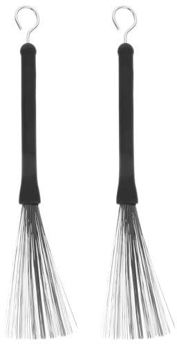Juego de Cepillos de Alambre Retráctiles de Acero Inoxidable, 2 Piezas | Accesorios de Batería y Percusión, Diseño Duradero y Fácil de Usar, Mejora la Resonancia