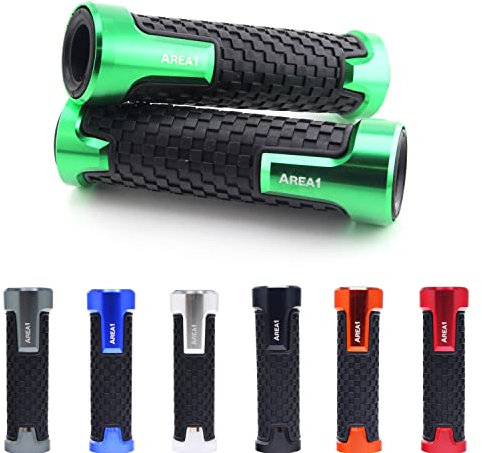 Area1 Motorrad Motorroller Lenkergriffe Griffgummis 22/24-25mm offene Enden für Lenkerendenspiegel und Vibrationsdämpfer (Grün) Kompatibel mit