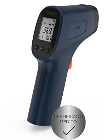 Motorola Termometro laser a infrarossi digitale senza contatto TE-93 - Certificato medico - Blu scuro